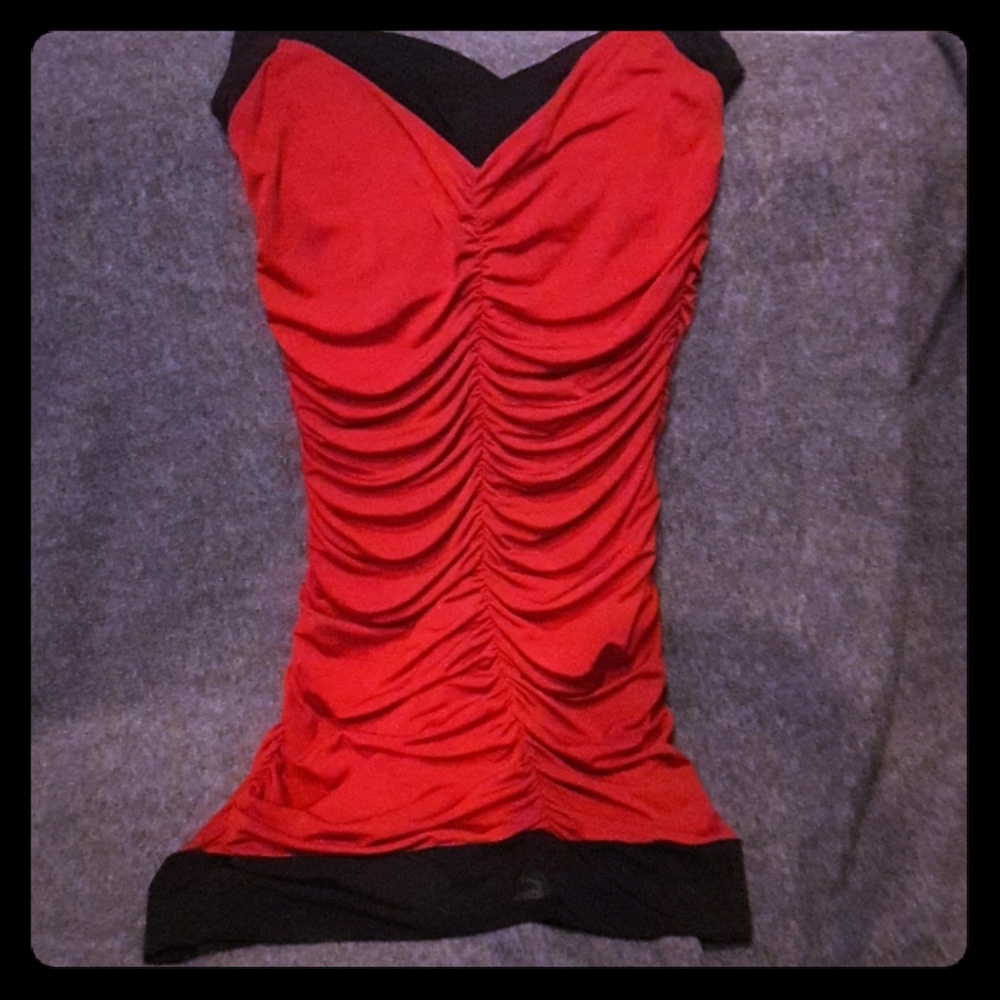 Arden B red slinky dress.